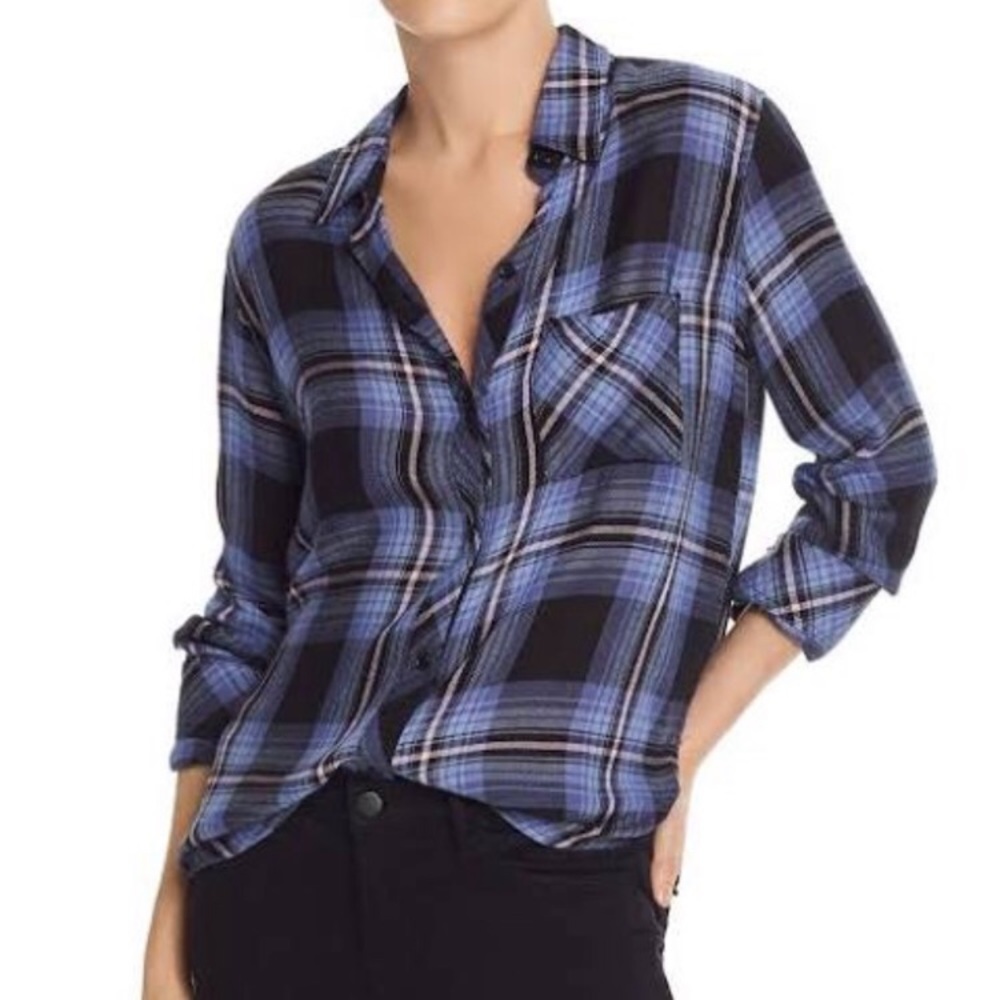 Rails Hunter Midnight Blue Pink Buttondown